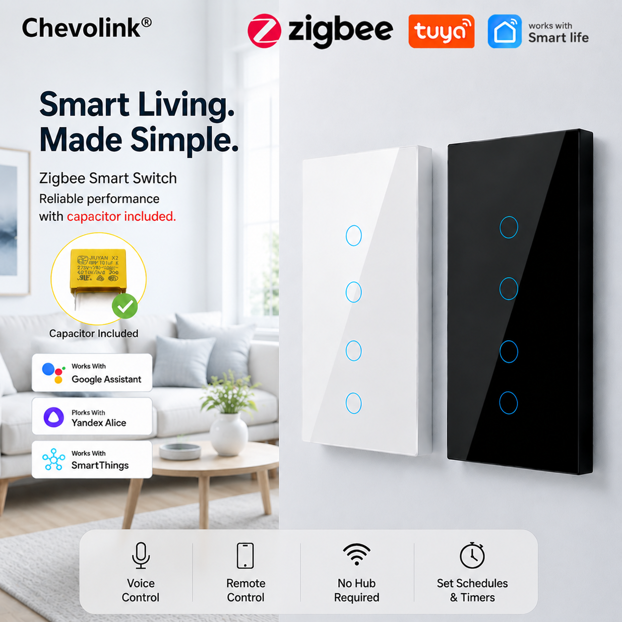 Smart Home Voice Control - Tuya Zigbee Smart Switch US Standard