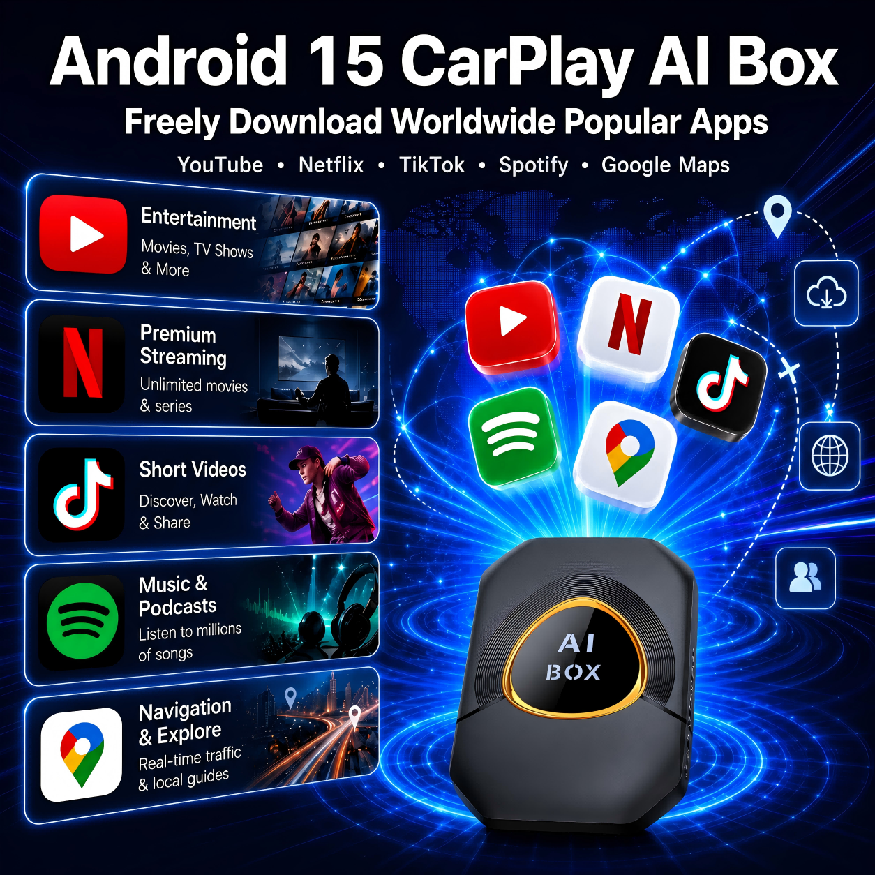 Smart Home Tv - Carplay AI Box Android 15 Wireless