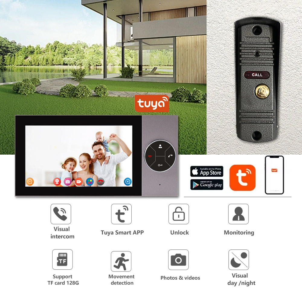 7Inch IPS Screen 2MP 1080P Tuy - Wifi Doorbell Camera บทวิจารณ์และราคา