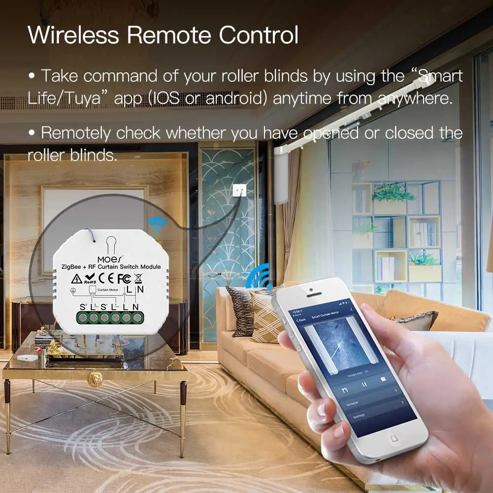 MOES ZigBee Smart RF433 Curtai - Curtain Motor บทวิจารณ์และราคา