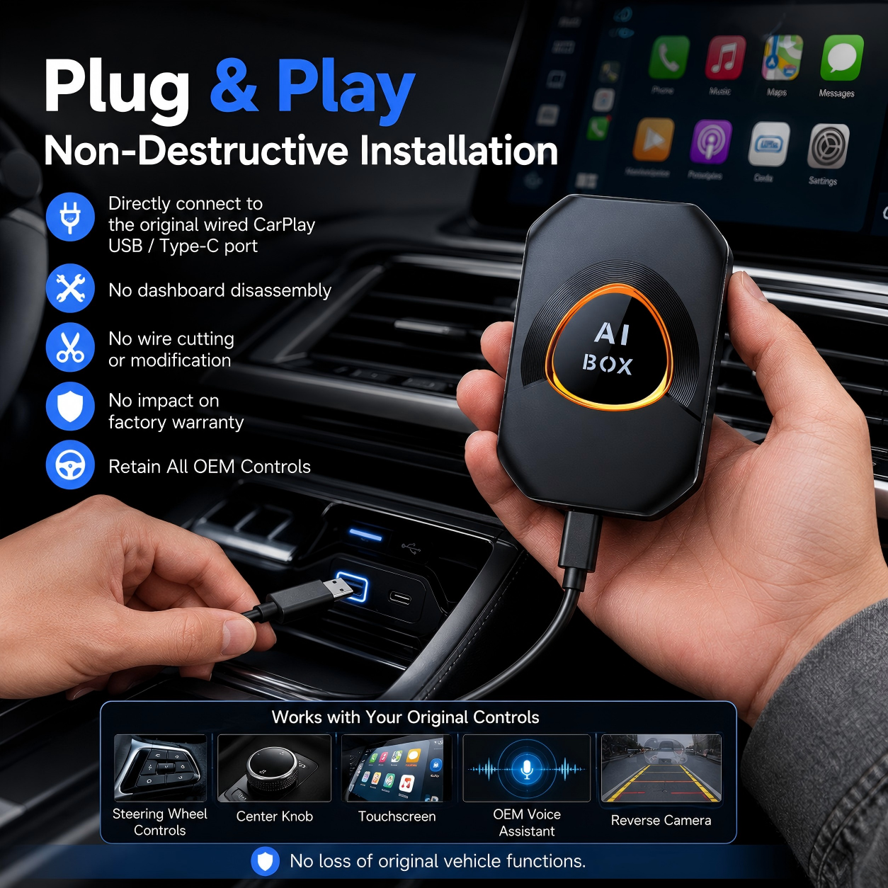 Carplay AI Box Android 15 Wire - Smart Home Tv บทวิจารณ์และราคา