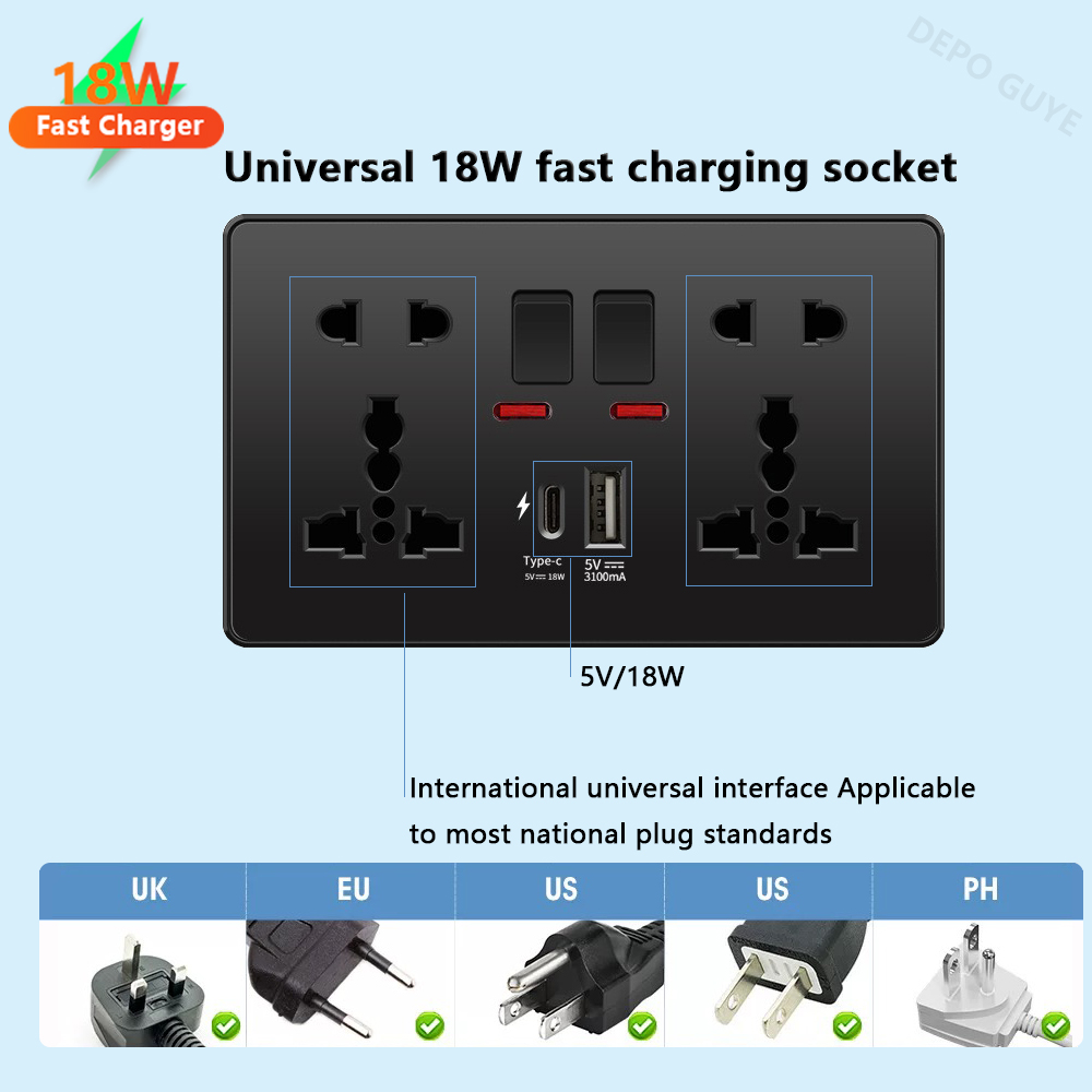 Universal Black USB Type-C 18W - Smart Home Usb บทวิจารณ์และราคา