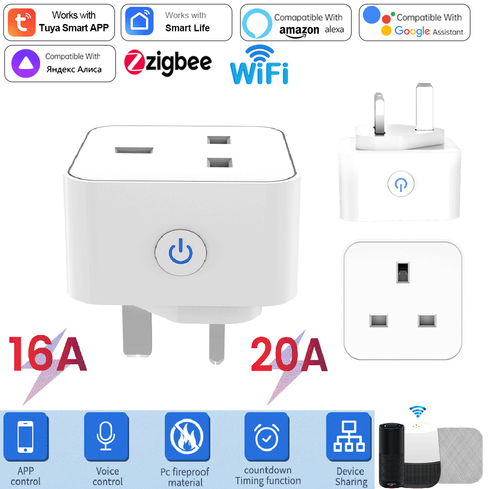 Tuya Smart Socket 16A/20A WiFi - Smart Home Zigbee Gateway บทวิจารณ์และราคา