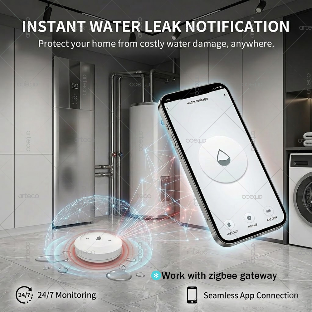 Zigbee Water Leak Sensor Flood - Smart Home Kitchen บทวิจารณ์และราคา