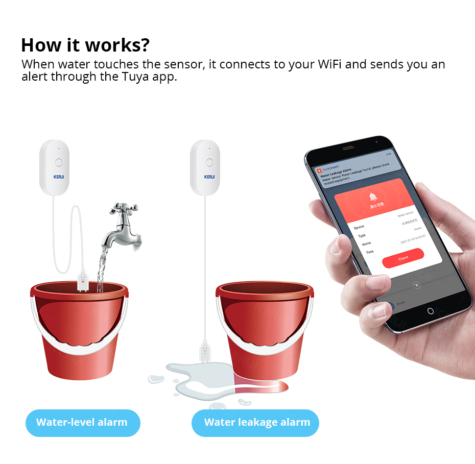 KERUI Smart  WiFi Water Sensor - Smart Home Kitchen บทวิจารณ์และราคา
