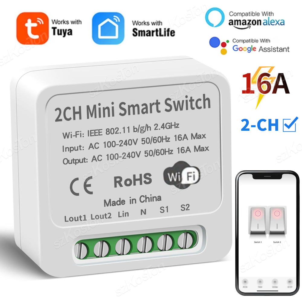 16A Tuya WiFi Smart Switch Mod - Smart Home Voice Control บทวิจารณ์และราคา