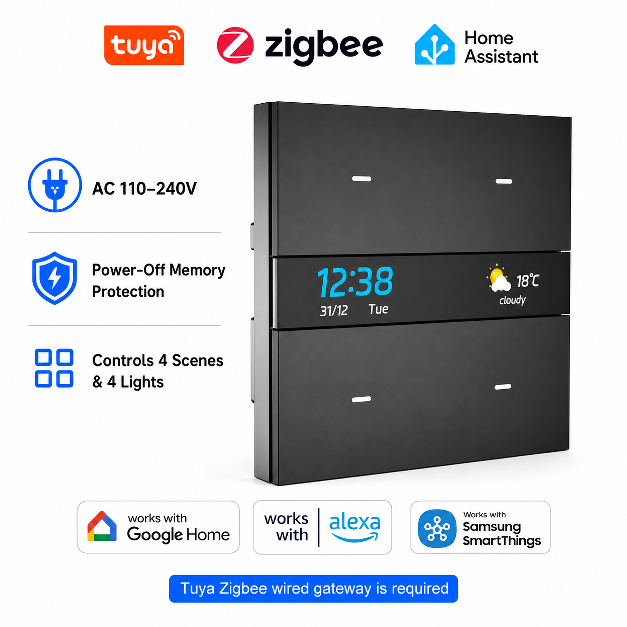 M8 Pro Zigbee Smart Switch Pan - Smart Home Voice Control บทวิจารณ์และราคา