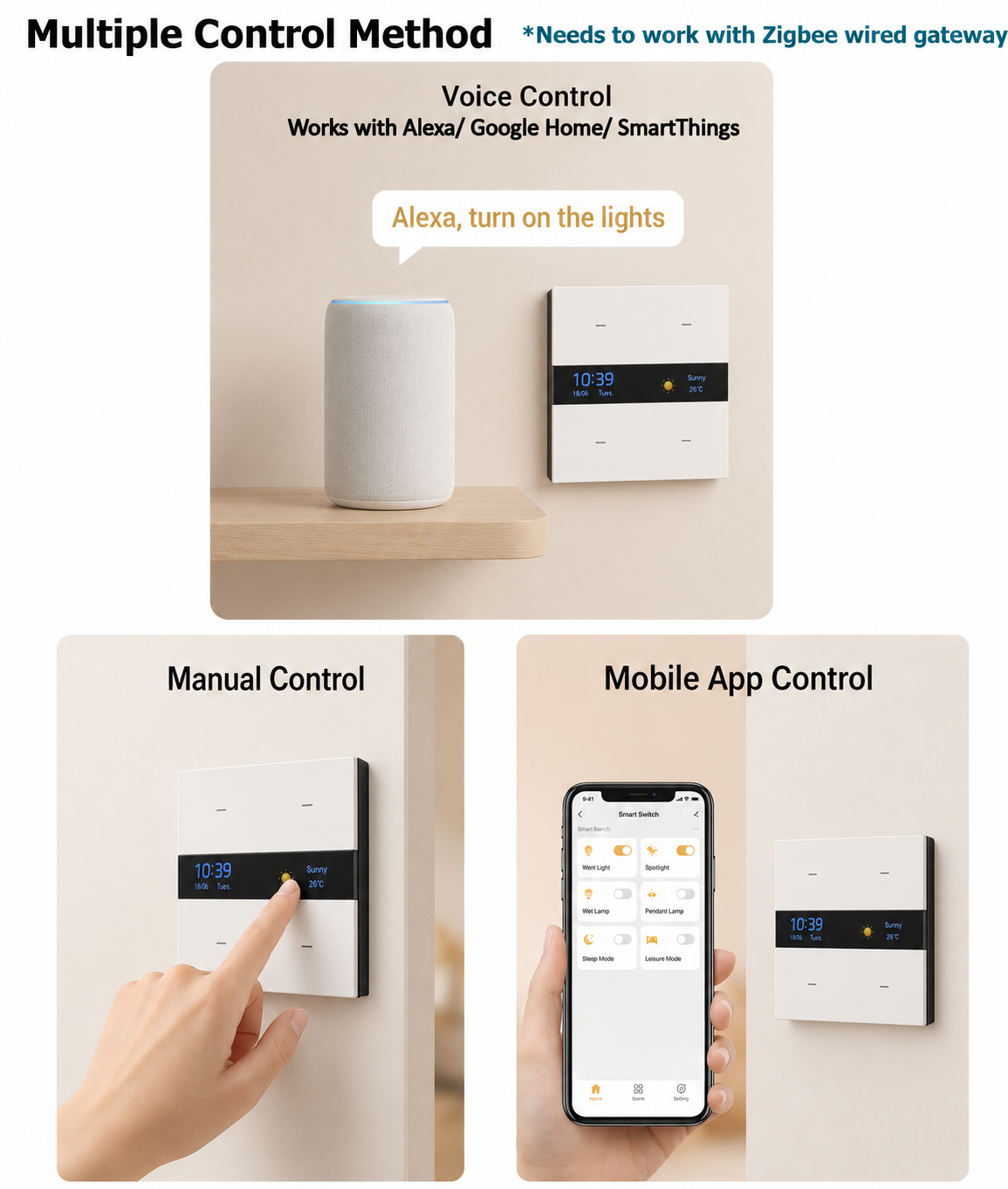 M8 Pro Zigbee Smart Switch Pan - Smart Home Voice Control บทวิจารณ์และราคา