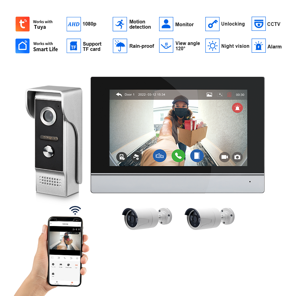 7Inch IPS Screen 2MP  Tuya Rem - Wifi Doorbell Camera บทวิจารณ์และราคา