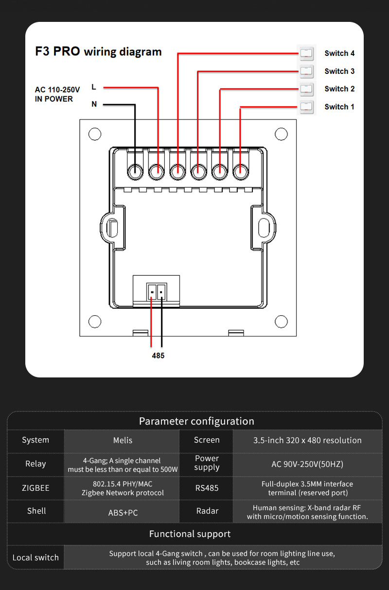 F3 Pro 3.5 Inch IPS Touch Pane - Smart Home Controller บทวิจารณ์และราคา